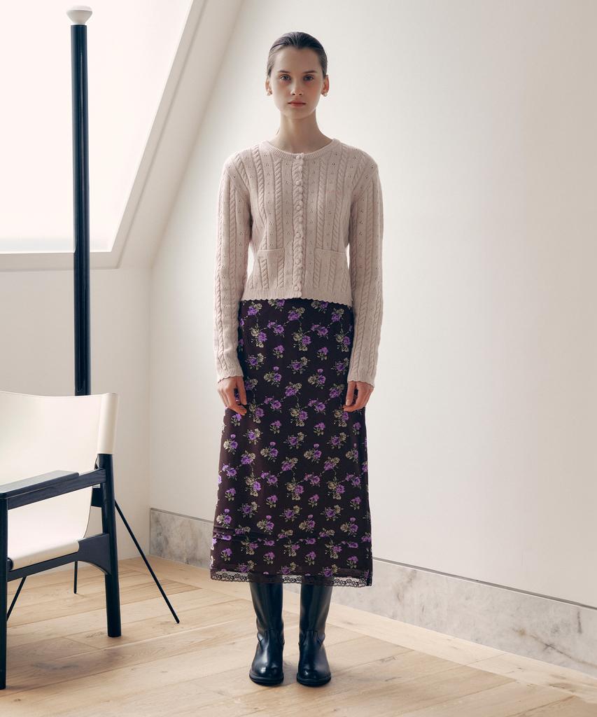 Lora Lora Flower Long Skirt Brown