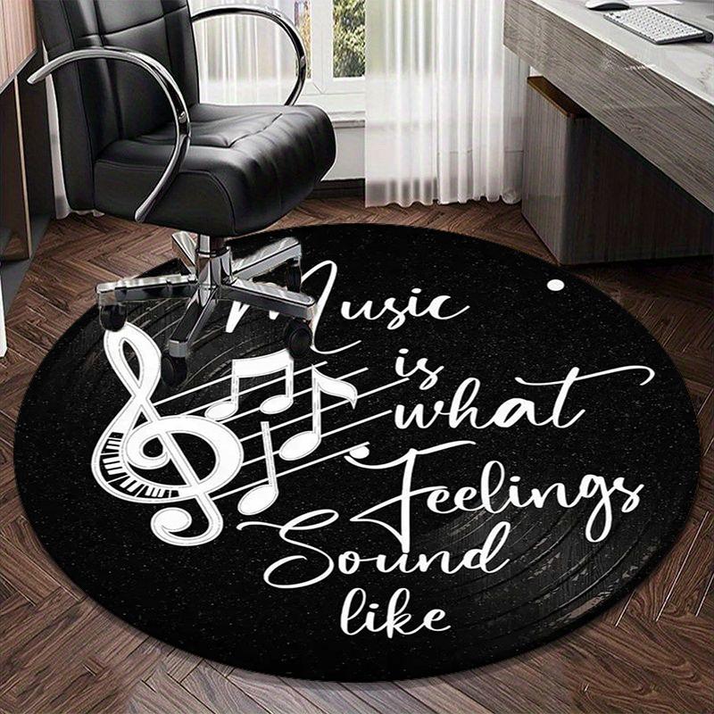 Music Harmony Symbol Round Carpet Chair Cushion Round Entryway Rug, Soft Round Rugs for Living Room, Bedroom, Circle Carpet Decor Gifts