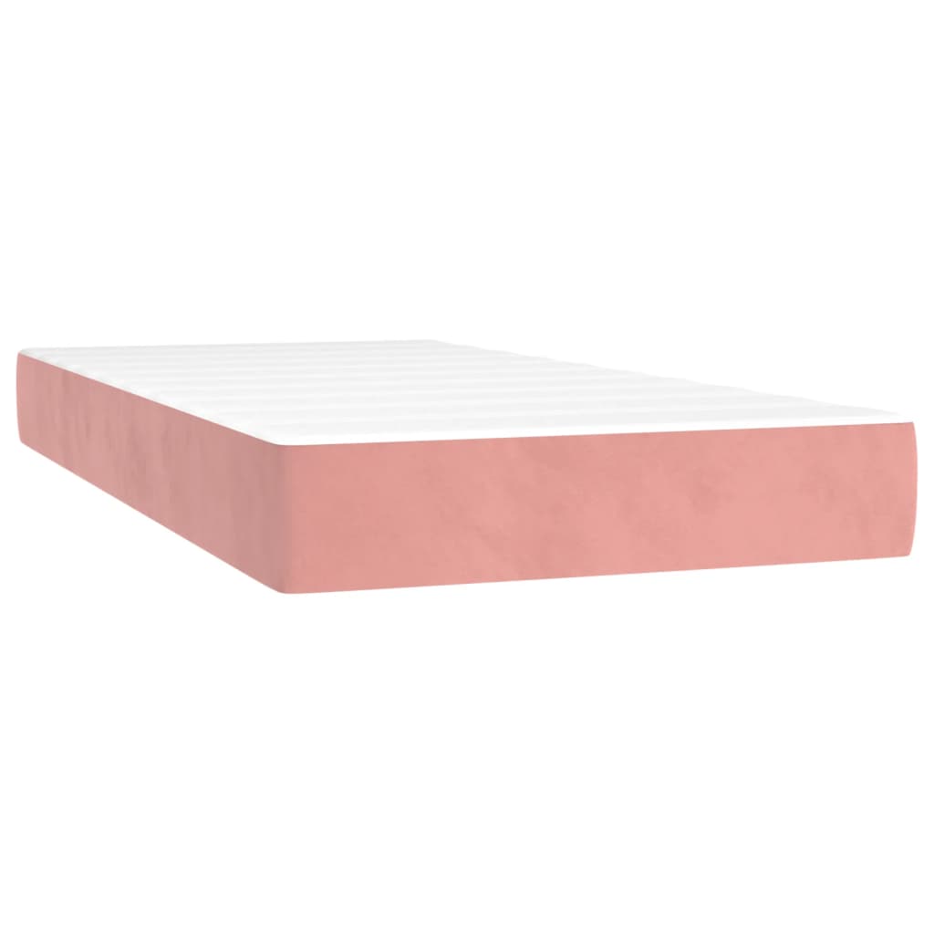 Vidaxl Continental Bed with Mattress and LED, Pink Velvet 100X200Cm