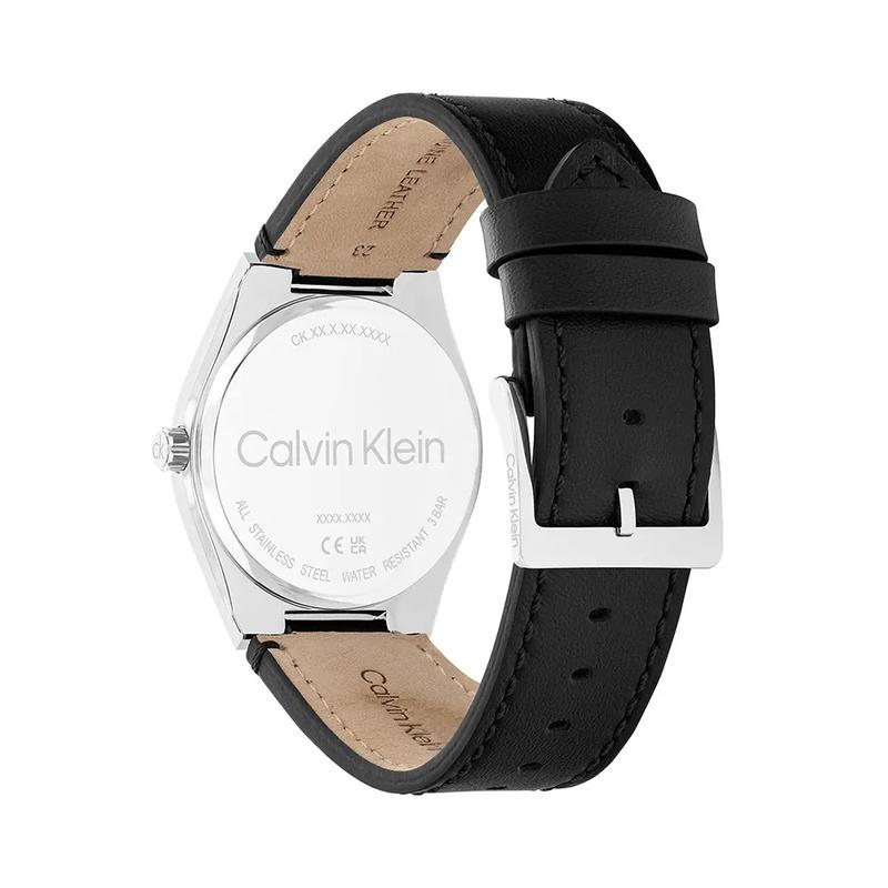 Calvin Klein Watch Quartz Movement Leather Strap 39mm Bla Dial Men's Watch 30 Meters Waterproof 25200524