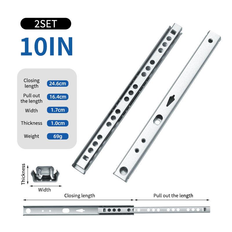 2 Sæt Glat Glidende Leje Skuffeskinner 17 mm Brede Tovejs Glidende Skuffeskinner 8"-17" Hardware Tilbehør Skuffeskinne
