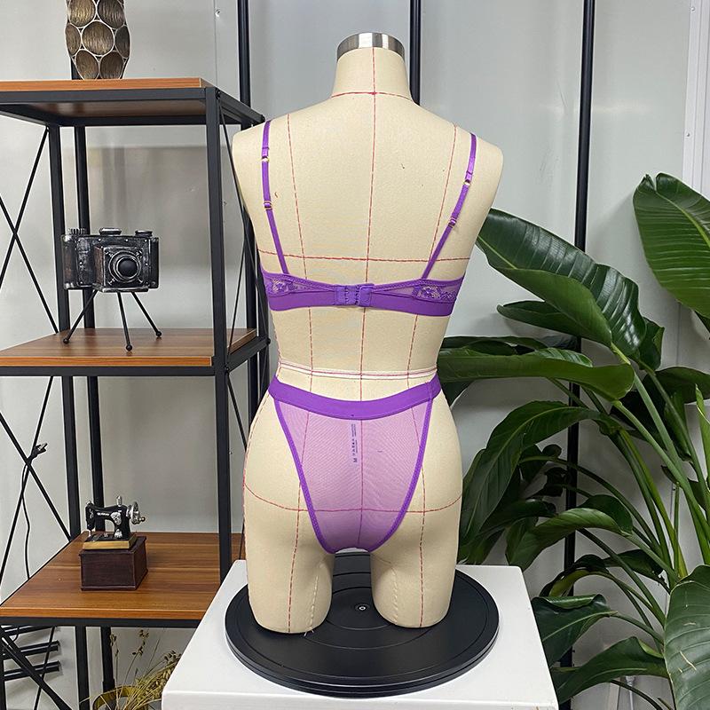 Sexy Lingerie for Women: Ultra-thin, Openwork, Padding-free, Transparent Lace Set – Makes a Full Bust Look Smaller, Plus Size Bra Set