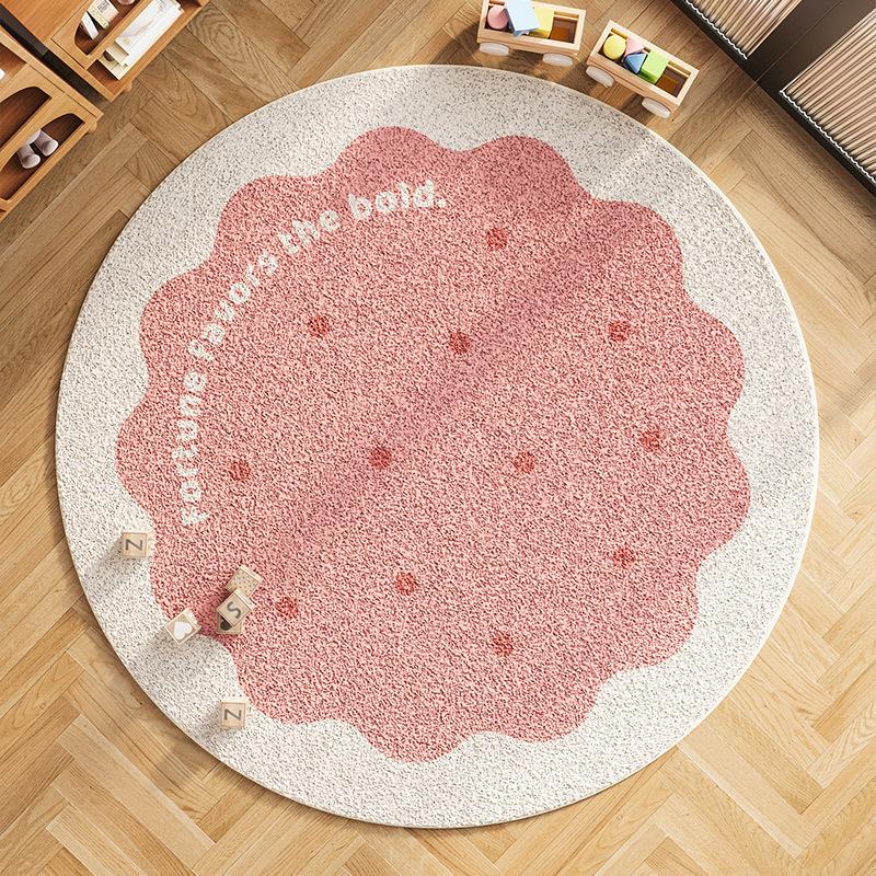 Tapis Pelucheux Doux Motif Dessin Animé Décoration de Chambre Tapis Lavable Épais Tapis Ronds Mignons pour Salon Tapis de Sol Doux Moelleux pour Salon
