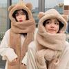 Winter Bear Ear Fleece Gloves and Hooded Scarf Hat
