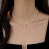 Minimalist Pearl Choker Necklace Women Handmade 3mm/4mm Warm White Imitation Chain Adjustable Length 385cm Or 405cm