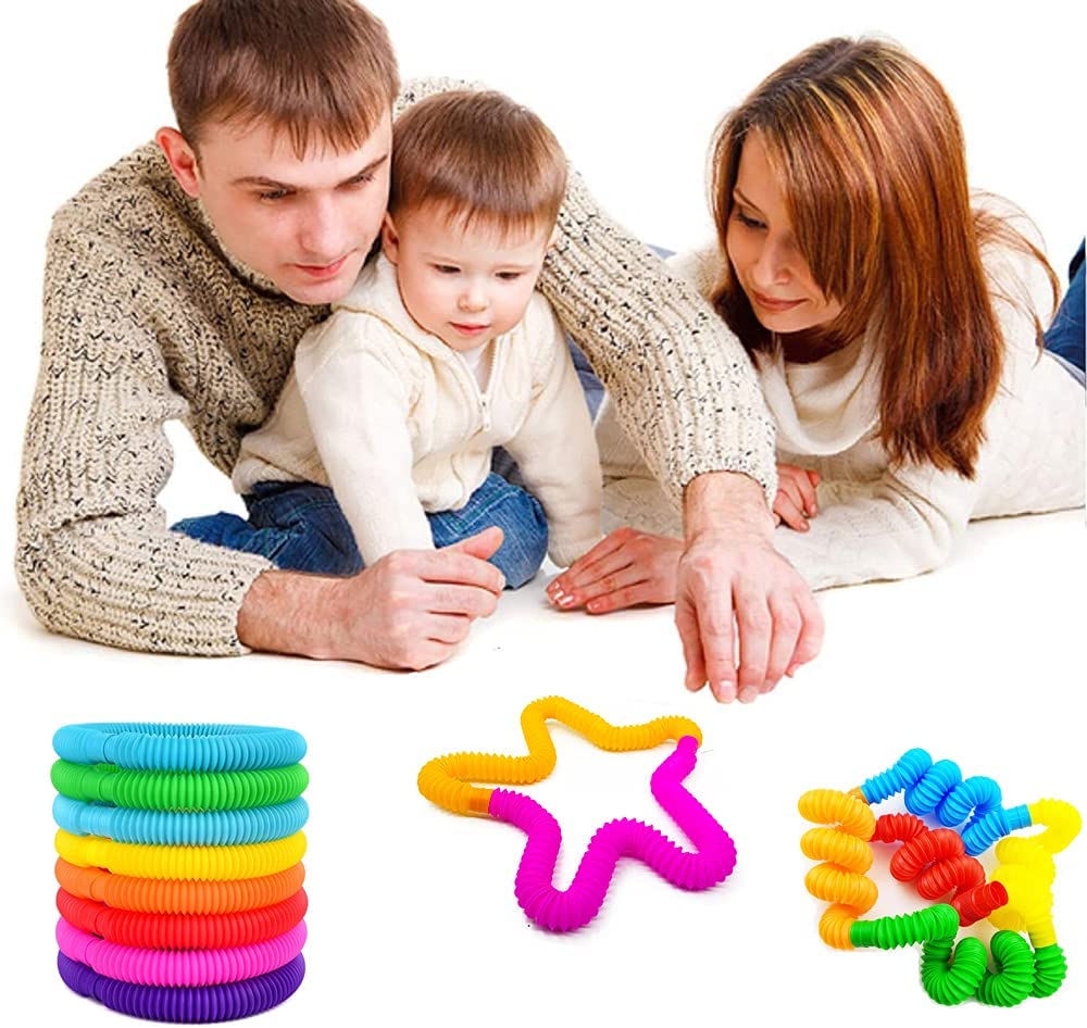 8er-Pack Große Pop-Tubes Fidget-Spielzeug Sensorisches Spielzeug zum Stress- und Angstabbau für Kinder Erwachsene Lernspielzeug Kleinkinder Stretch-Tube