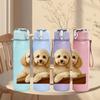 1PC Poodle Puppy Wooden Box Portrait 750ml Color Plastic Sports Water Bottle Leakproof Flip Straw Lid Suitable for Sports Office Home Use