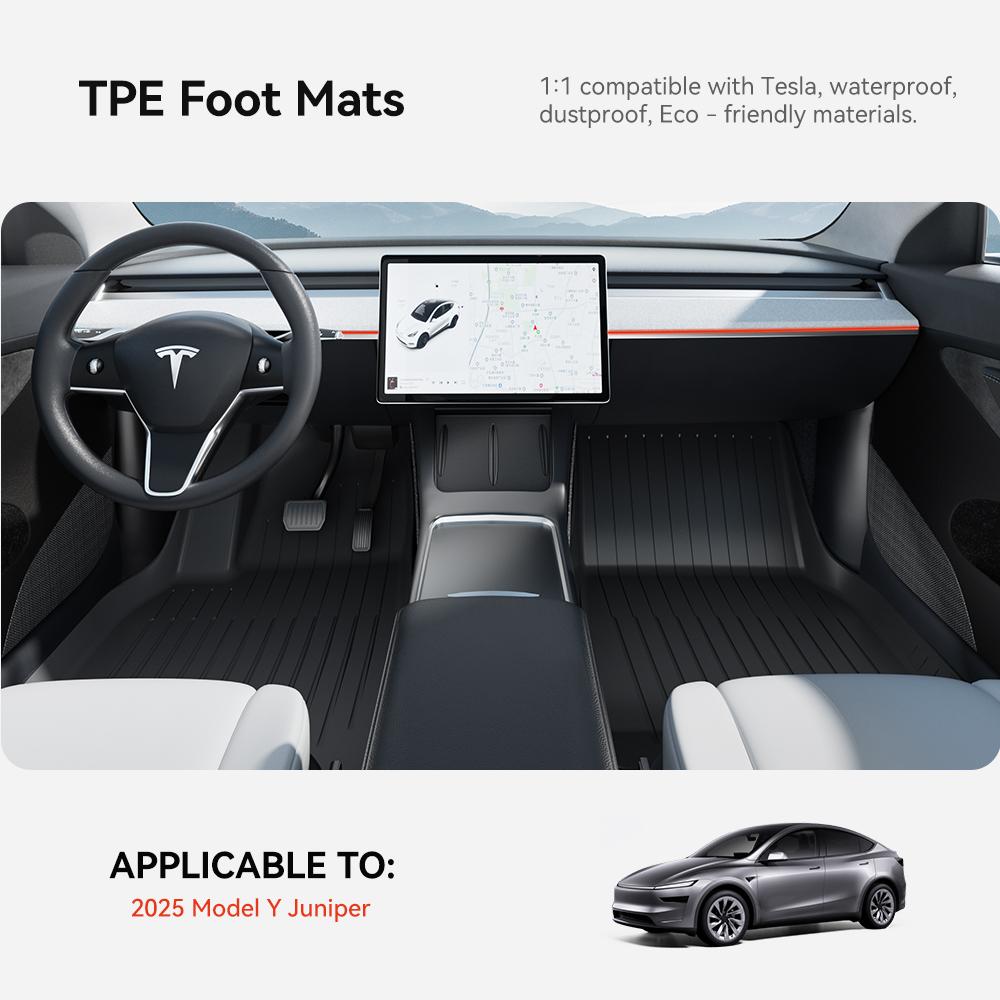 YZ For Tesla Floor Mat Model Y Juniper 2025 Right-hand Drive Car Trunk Mat Luggage Mat TPE Waterproof Anti-Slip Set Floor Liner
