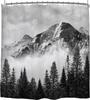 Black Mountain Woodland Hazy Shower Curtain Natural Scenery Landscape Bathroom Decorative Shower Curtain 12 Hooks
