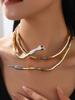 Collana Bracciale Serpente Flessibile Multistrato in Lega Metallica Colore Oro Nero Gioielli Chunky Punk per Donne Uomini