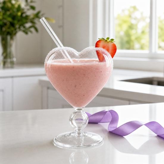 Creative Heart-shaped Goblet with Straw, Personalized Glass Wine Juice Cup, Love Heart Stemware for Champagne Martini, Wedding