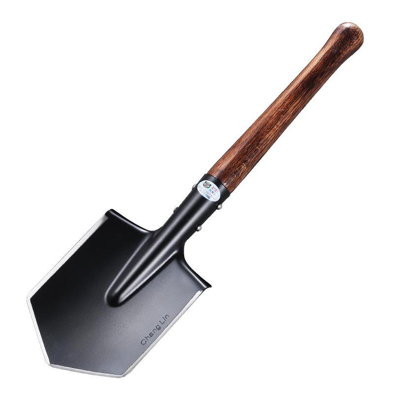 6B Multi-functional Entrenching Tool: Manganese Steel Large Combat Shovel with Wooden Handle, Vehicle-Mounted, Portable for Fishing and Outdoor Use.