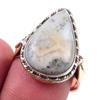 Natural Dendrite Opal Gemstone 925 Sterling Silver TwoTone Gift Ring S.8 K4w30