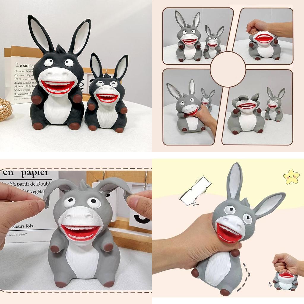Nuovo Giocattolo Morbido Asino Grande Bocca Antistress Regalo Creativo Materiale Tpr Grigio