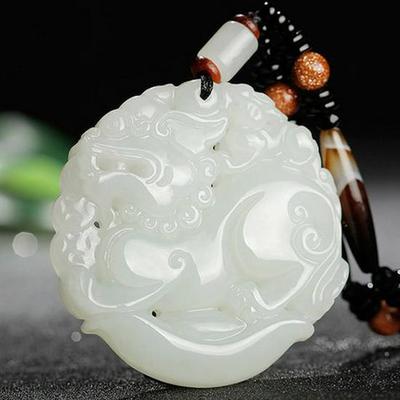 Men's Jade Pixiu Pendant: Stylish White Jade Yuanbao from Xinjiang Hotan with Certificate