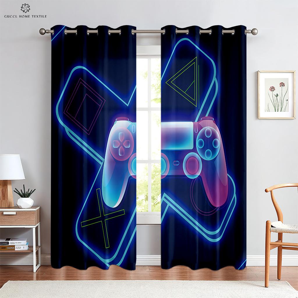 E Sports Room Curtains Cool Game Handle Printed Drapes Dark Cool Rod Pocket Design Game Room Family Room Decoration Can Be Customized