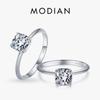 Modian 925 Sterling Silver Classic Sparkling Square AAAAA Zircon Finger Ring For Women Wedding Engagement Fine Jewelry