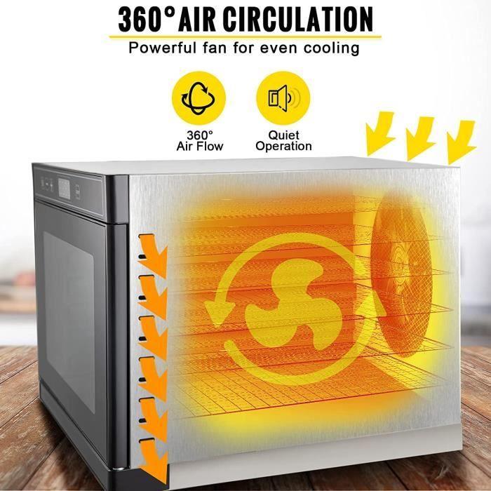 Food Dehydrator - VEVOR - 6 Trays - Stainless Steel - Touch Screen - 30x33 Cm