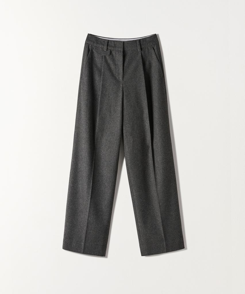 Tudument Wool One-Tuck Wide Slacks Charcoal