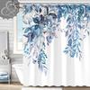 Blue Floral Shower Curtain Watercolor Flower Bath Curtain Polyester Fabric Waterproof Bathroom Curtains With Hooks Bath Screen