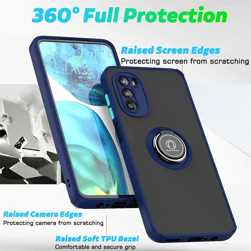 For Motorola Moto G52 Case Matte Armor Magnetic Ring Stand Phone Cases For Moto G52 G 52 MotoG52 Shockproof Hard PC Back Cover