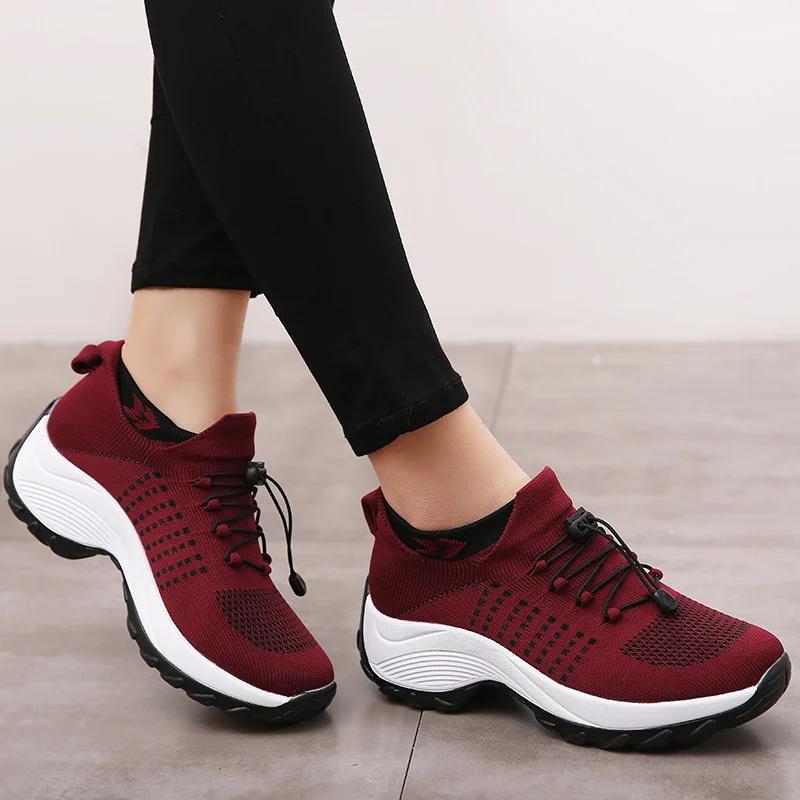 Outdoor Women Walking Sneakers Jogging Sock Shoes Youth Girls Trainers Breathable Ladies Platform Non-Slip Light Loafers