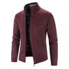 Autumn/Winter New Plush and Thickened Stand Collar Jacket Jacket Half High Neck Knitted Cardigan Sweater for Men