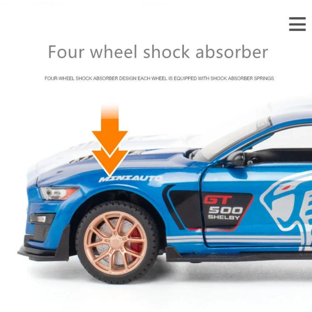 1/24 Ford Mustang Shelby GT500 Alloy Sports Car Model Diecast Metal Toy Car Model High Simulation Sound and Light Childrens Gift
