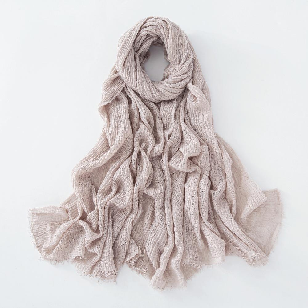 Nieuwe Katoen Linnen Gaas Sjaal Voor Vrouwen Meisjes Lente Herfst Effen Sjaals Zachte Pashmina Foulard Eenvoudige Retro Baard Wrap Sjaals