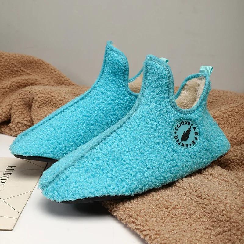 Winter Slippers Men Couples Slippers Non-slip Warm Women and Men Slipper Indoor Soft Shoes Comfortable Flat Home Cotton Shoe
