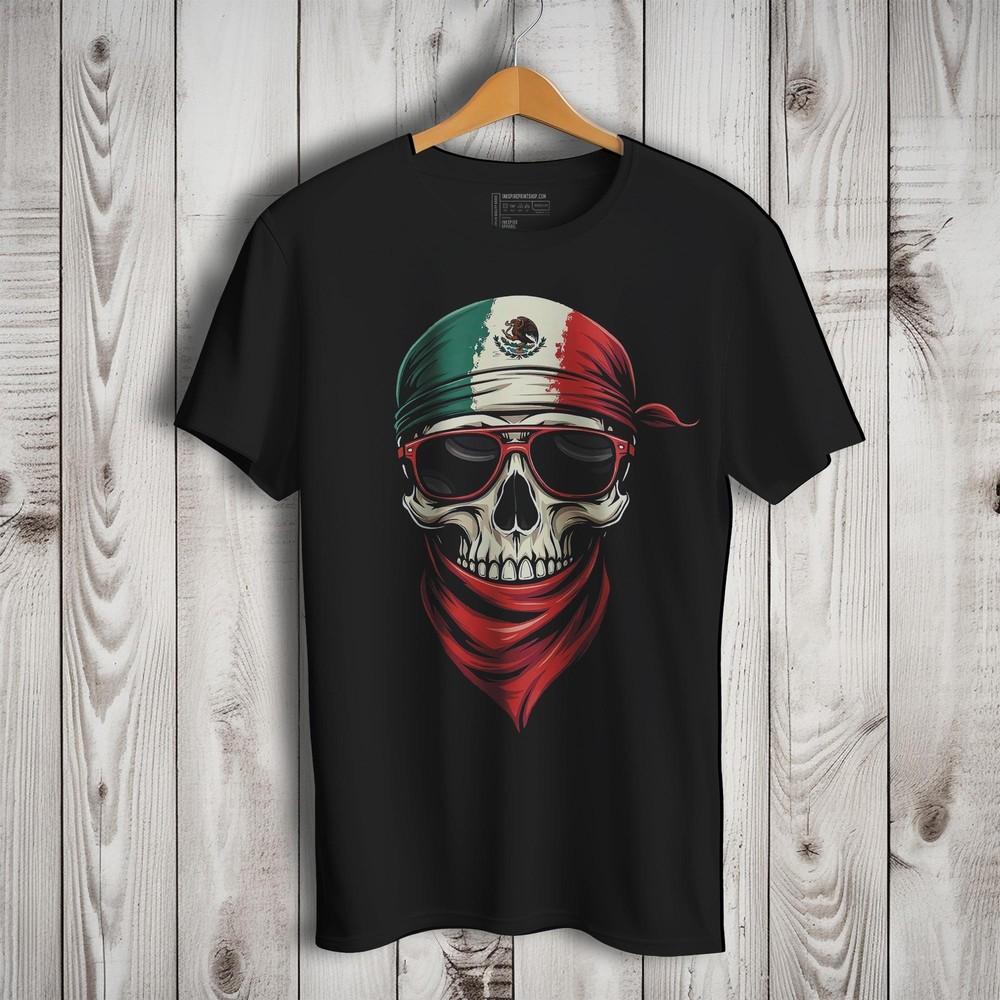 Mexican Flag Skull Bandana Sunglasses T-shirt
