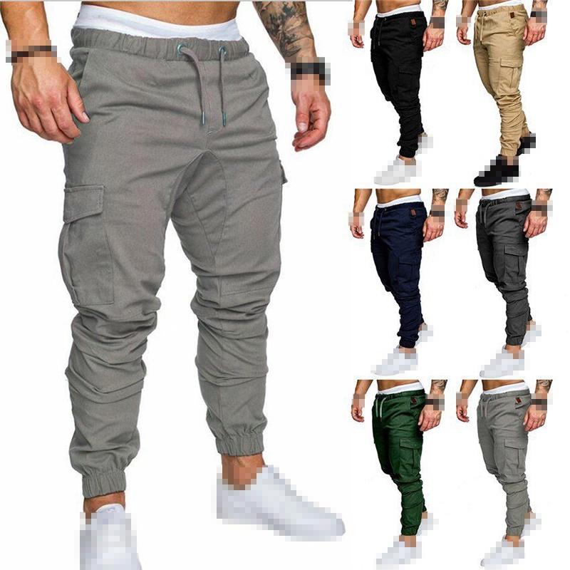Męskie spodnie cargo joggery z zamkiem i marszczeniami, slim fit, z bawełnianej mieszanki premium, w stylu miejskim