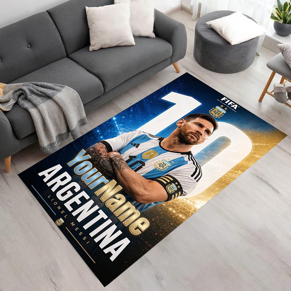 Messi Customizable Name Floor Mat Design for Hallway Bedrooms Outdoor Playrooms Antislip Carpet Office Home Decor Wedding Party Gift