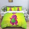 Set Biancheria da Letto Barney Friends Dinosauro Carino Stampato Copripiumino Matrimoniale Queen King Federa Singola Twin