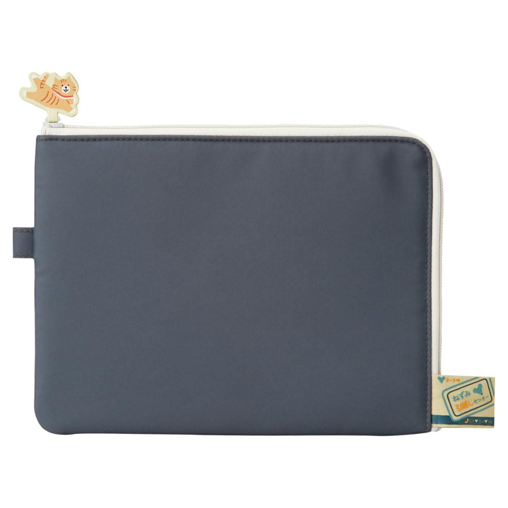 LIHIT LAB Nyan Scene Cat Flat Pouch A5 Charcoal Black A2222-24