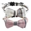Classic Plaid Check Pet Collar with Bowtie Bell And Scarf Adjustable Triangular Scarf for Cats Dogs Anti-Suffocation Buckle Pet Accessories