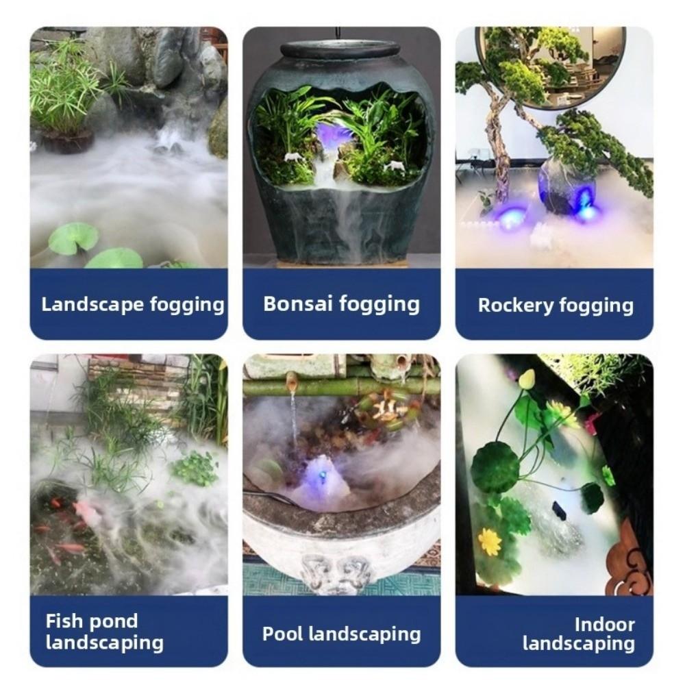 Colorful Light Landscape Mist Maker 24v Transformer Nebulizer Bonsai Water Pump Pond Decor Indoor Landscaping Ultrasonic Fogger