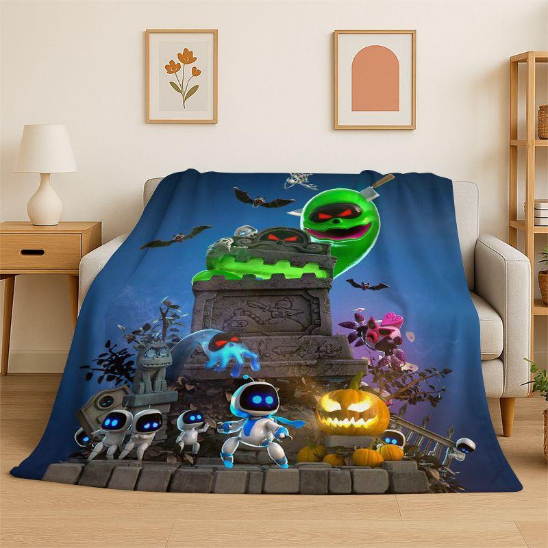 Game A-Astro Bot Cartoon Robot Soft Flannel Throw Blanket,Cozy Blanket for Bed,Couch,Sofa,Bedroom,Living Room,Travel,Camping