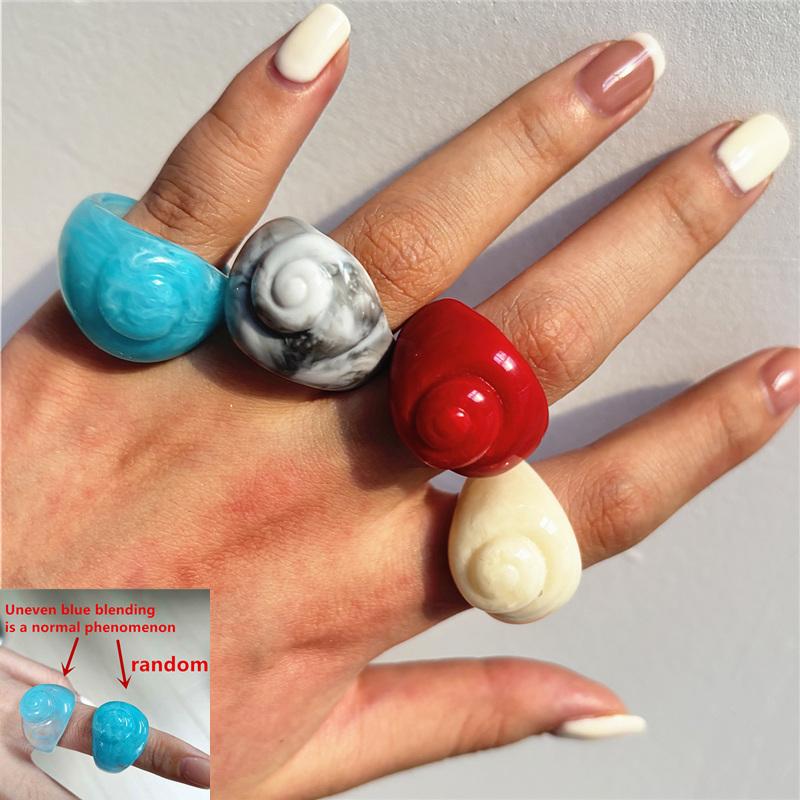 Anillos Irregulares Anchos Grandes Gruesos para Mujeres Vintage Acrílico Resina Otoño Invierno Geométricos Apilables Joyería para Dedos