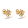 New Design Stainless Steel Cubic Zirconia Chain Hoop Earring For Women Star Moon Pendant Cartilage Earring Piercing