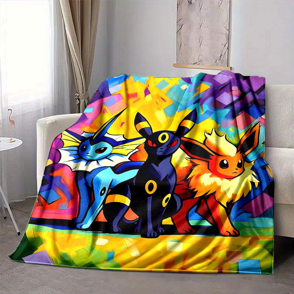 1 vnt. Eevee evoliucijos trio, Pokémon pledas, lengvas flanelės pledas, metamas pledas sofai, lovai, kelionėms, stovyklavimui, svetainei, biurui, sofai