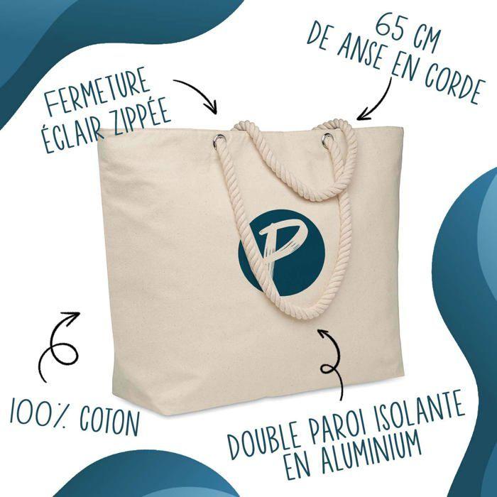 Sac de plage - PLANETEE - Fernand Définition - Coton - Beige - Grande contenance