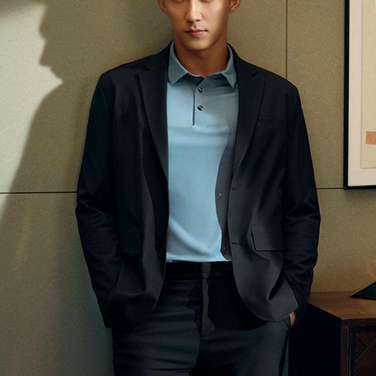 Fila Casual Business Solid Color Long Sleeve Suit Men Suits Black Brown F11M142704F-DR