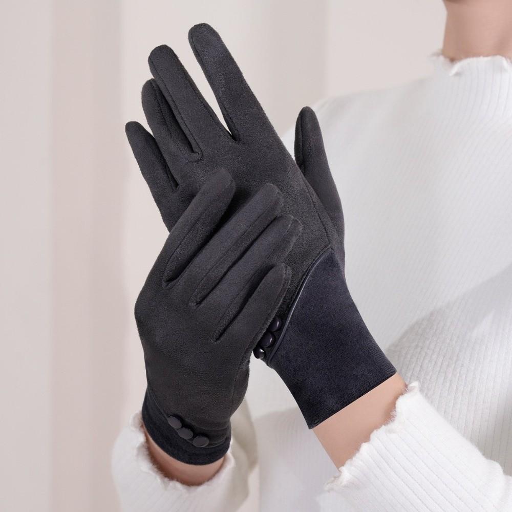 Thick Touch-Screen Gloves Elegant Windproof Suede Gloves Daily Wear Winter Thermal Gloves Driving