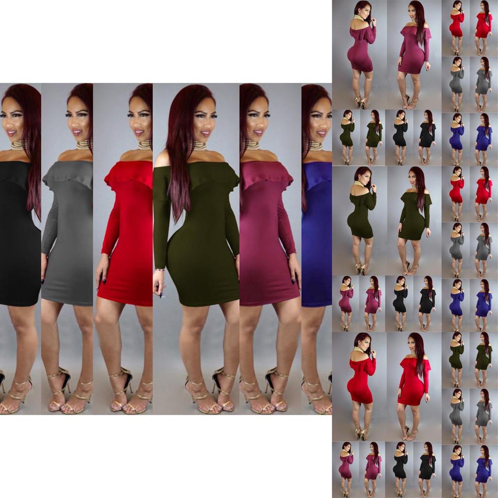 Elegant Women Strapless Bodycon Long Sleeve Evening Party Mini Dress Off Shoulder