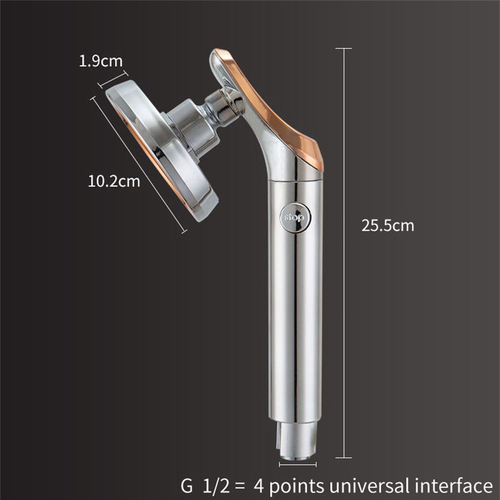 One Button Stop Water Rotating Adjustable Shower Head Bathroom Handheld High Pressure
