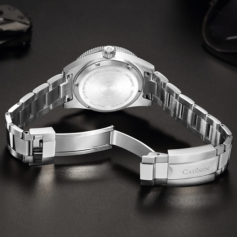 CADISEN New 38mm Diver Mens Watch Japan 8215 Automatic Mechanical Sapphire Glass Date Luminous 100M Waterproof Wrist Watch Men