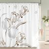 JY01Blumen Duschvorhang Badezimmer Wasserdicht Polyester Duschvorhang Floraler Druck Vorhänge für Badezimmerdusche mit Haken@1