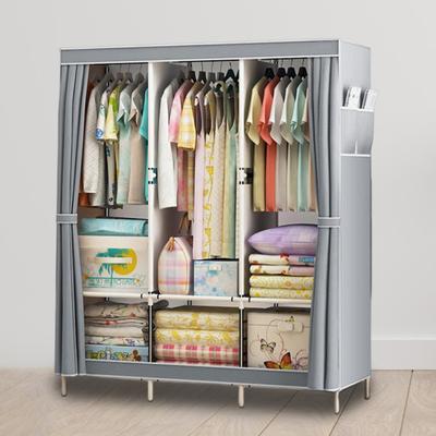 Foldable Wardrobe Closet Reinforced Steel Pipes Dustproof Simple Installation Bedroom Clothes Hanging