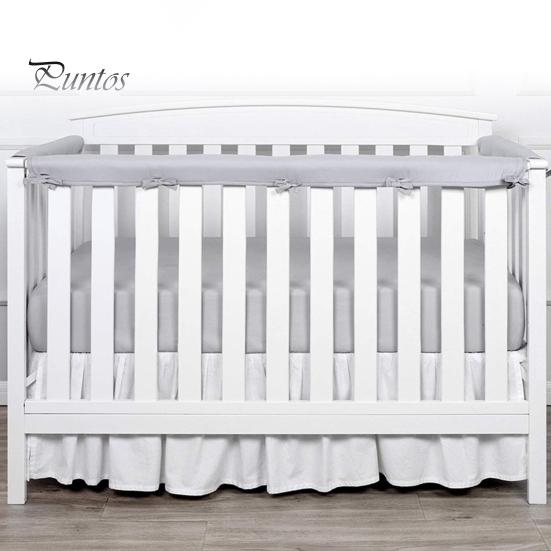 Paracolpi per Culla 3 Pezzi Bumper, Cotone Morbido Traspirante Barriera per il Sonno Striscia di Sicurezza per Bambini Piccoli, Protezione Bordo Interno con Regolabile